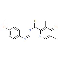 ChemSpider 2D Image | 9-METHOXY-1,3-DIMETHYL-12-THIOXOPYRIDO(1',2':3,4)IMIDAZO(1,2-A)BENZIMIDAZOL-2(12H)-ONE | C16H13N3O2S