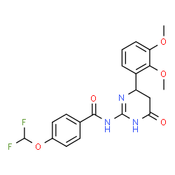 ChemSpider 2D Image | 4-(Difluoromethoxy)-N-[4-(2,3-dimethoxyphenyl)-6-oxo-1,4,5,6-tetrahydro-2-pyrimidinyl]benzamide | C20H19F2N3O5