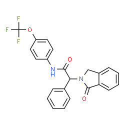 ChemSpider 2D Image | 2-(1-Oxo-1,3-dihydro-2H-isoindol-2-yl)-2-phenyl-N-[4-(trifluoromethoxy)phenyl]acetamide | C23H17F3N2O3