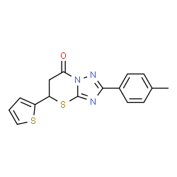 ChemSpider 2D Image | 2-(4-Methylphenyl)-5-(2-thienyl)-5,6-dihydro-7H-[1,2,4]triazolo[5,1-b][1,3]thiazin-7-one | C16H13N3OS2
