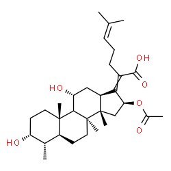 ChemSpider 2D Image | (3alpha,4alpha,5alpha,8alpha,9xi,11alpha,13alpha,14beta,16beta)-16-Acetoxy-3,11-dihydroxy-4,8,14-trimethyl-18-norcholesta-17,24-dien-21-oic acid | C31H48O6