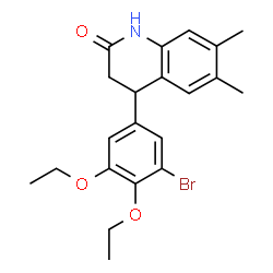 ChemSpider 2D Image | 4-(3-Bromo-4,5-diethoxyphenyl)-6,7-dimethyl-3,4-dihydro-2(1H)-quinolinone | C21H24BrNO3