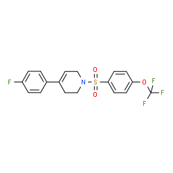 ChemSpider 2D Image | 4-(4-Fluorophenyl)-1-{[4-(trifluoromethoxy)phenyl]sulfonyl}-1,2,3,6-tetrahydropyridine | C18H15F4NO3S