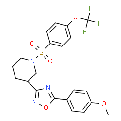 ChemSpider 2D Image | 3-[5-(4-Methoxyphenyl)-1,2,4-oxadiazol-3-yl]-1-{[4-(trifluoromethoxy)phenyl]sulfonyl}piperidine | C21H20F3N3O5S