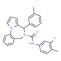 ChemSpider 2D Image | N-(3-Fluoro-4-methylphenyl)-4-(3-methylphenyl)-4H-pyrrolo[1,2-a][1,4]benzodiazepine-5(6H)-carboxamide | C27H24FN3O