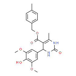 ChemSpider 2D Image | 4-Methylbenzyl 4-(4-hydroxy-3,5-dimethoxyphenyl)-6-methyl-2-oxo-1,2,3,4-tetrahydro-5-pyrimidinecarboxylate | C22H24N2O6