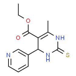 ChemSpider 2D Image | Ethyl 6-methyl-4-(3-pyridinyl)-2-thioxo-1,2,3,4-tetrahydro-5-pyrimidinecarboxylate | C13H15N3O2S