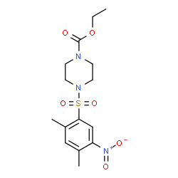 ChemSpider 2D Image | Ethyl 4-[(2,4-dimethyl-5-nitrophenyl)sulfonyl]-1-piperazinecarboxylate | C15H21N3O6S