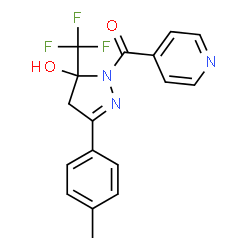 ChemSpider 2D Image | [5-Hydroxy-3-(4-methylphenyl)-5-(trifluoromethyl)-4,5-dihydro-1H-pyrazol-1-yl](4-pyridinyl)methanone | C17H14F3N3O2