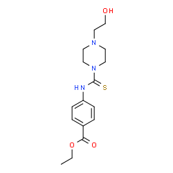 ChemSpider 2D Image | Ethyl 4-({[4-(2-hydroxyethyl)piperazin-1-yl]carbothioyl}amino)benzoate | C16H23N3O3S