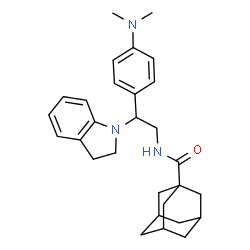 ChemSpider 2D Image | N-{2-(2,3-Dihydro-1H-indol-1-yl)-2-[4-(dimethylamino)phenyl]ethyl}-1-adamantanecarboxamide | C29H37N3O