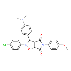 ChemSpider 2D Image | 2-(4-Chlorophenyl)-3-[4-(dimethylamino)phenyl]-5-(4-methoxyphenyl)dihydro-2H-pyrrolo[3,4-d][1,2]oxazole-4,6(3H,5H)-dione | C26H24ClN3O4