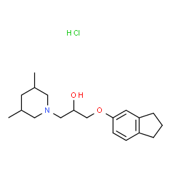 ChemSpider 2D Image | 1-(2,3-Dihydro-1H-inden-5-yloxy)-3-(3,5-dimethyl-1-piperidinyl)-2-propanol hydrochloride (1:1) | C19H30ClNO2