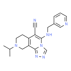 ChemSpider 2D Image | 9-Isopropyl-5-[(3-pyridinylmethyl)amino]-7,8,9,10-tetrahydro[1,2,4]triazolo[3,4-a][2,7]naphthyridine-6-carbonitrile | C19H21N7