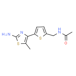ChemSpider 2D Image | N-{[5-(2-Amino-5-methyl-1,3-thiazol-4-yl)-2-thienyl]methyl}acetamide | C11H13N3OS2