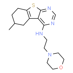 ChemSpider 2D Image | 6-Methyl-N-[2-(4-morpholinyl)ethyl]-5,6,7,8-tetrahydro[1]benzothieno[2,3-d]pyrimidin-4-amine | C17H24N4OS