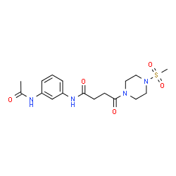 ChemSpider 2D Image | N-(3-Acetamidophenyl)-4-[4-(methylsulfonyl)-1-piperazinyl]-4-oxobutanamide | C17H24N4O5S