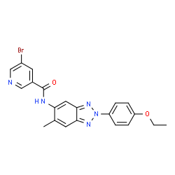 ChemSpider 2D Image | 5-Bromo-N-[2-(4-ethoxyphenyl)-6-methyl-2H-benzotriazol-5-yl]nicotinamide | C21H18BrN5O2