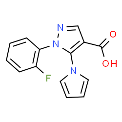 ChemSpider 2D Image | 1-(2-Fluorophenyl)-5-(1H-pyrrol-1-yl)-1H-pyrazole-4-carboxylic acid | C14H10FN3O2
