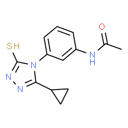 ChemSpider 2D Image | N-[3-(3-Cyclopropyl-5-thioxo-1,5-dihydro-4H-1,2,4-triazol-4-yl)phenyl]acetamide | C13H14N4OS