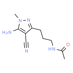 ChemSpider 2D Image | N-[3-(5-Amino-4-cyano-1-methyl-1H-pyrazol-3-yl)propyl]acetamide | C10H15N5O