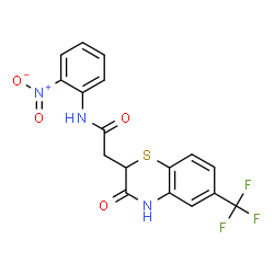 ChemSpider 2D Image | N-(2-Nitrophenyl)-2-[3-oxo-6-(trifluoromethyl)-3,4-dihydro-2H-1,4-benzothiazin-2-yl]acetamide | C17H12F3N3O4S