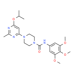 ChemSpider 2D Image | 4-(6-Isopropoxy-2-methyl-4-pyrimidinyl)-N-(3,4,5-trimethoxyphenyl)-1-piperazinecarboxamide | C22H31N5O5