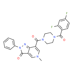 ChemSpider 2D Image | 7-{[4-(2,4-Difluorobenzoyl)-1-piperazinyl]carbonyl}-5-methyl-2-phenyl-2,5-dihydro-3H-pyrazolo[4,3-c]pyridin-3-one | C25H21F2N5O3