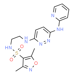 ChemSpider 2D Image | 3,5-dimethyl-N-[2-[[6-(2-pyridylamino)pyridazin-3-yl]amino]ethyl]isoxazole-4-sulfonamide | C16H19N7O3S
