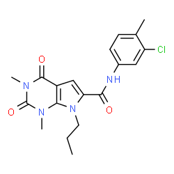 ChemSpider 2D Image | N-(3-Chloro-4-methylphenyl)-1,3-dimethyl-2,4-dioxo-7-propyl-2,3,4,7-tetrahydro-1H-pyrrolo[2,3-d]pyrimidine-6-carboxamide | C19H21ClN4O3