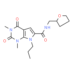 ChemSpider 2D Image | 1,3-Dimethyl-2,4-dioxo-7-propyl-N-(tetrahydro-2-furanylmethyl)-2,3,4,7-tetrahydro-1H-pyrrolo[2,3-d]pyrimidine-6-carboxamide | C17H24N4O4