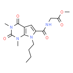 ChemSpider 2D Image | Methyl N-[(7-butyl-1,3-dimethyl-2,4-dioxo-2,3,4,7-tetrahydro-1H-pyrrolo[2,3-d]pyrimidin-6-yl)carbonyl]glycinate | C16H22N4O5