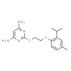 ChemSpider 2D Image | 2-{[2-(2-Isopropyl-4-methylphenoxy)ethyl]sulfanyl}-4,6-pyrimidinediamine | C16H22N4OS
