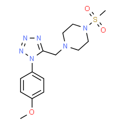 ChemSpider 2D Image | 1-{[1-(4-Methoxyphenyl)-1H-tetrazol-5-yl]methyl}-4-(methylsulfonyl)piperazine | C14H20N6O3S