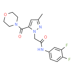 ChemSpider 2D Image | N-(3,4-Difluorophenyl)-2-[3-methyl-5-(4-morpholinylcarbonyl)-1H-pyrazol-1-yl]acetamide | C17H18F2N4O3