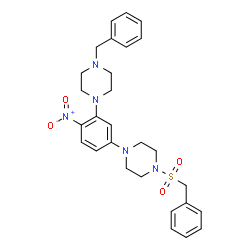 ChemSpider 2D Image | 1-Benzyl-4-{5-[4-(benzylsulfonyl)-1-piperazinyl]-2-nitrophenyl}piperazine | C28H33N5O4S
