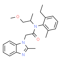ChemSpider 2D Image | N-(2-Ethyl-6-methylphenyl)-N-(1-methoxy-2-propanyl)-2-(2-methyl-1H-benzimidazol-1-yl)acetamide | C23H29N3O2