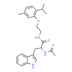 ChemSpider 2D Image | Nalpha-Acetyl-N-[2-(2-isopropyl-5-methylphenoxy)ethyl]tryptophanamide | C25H31N3O3