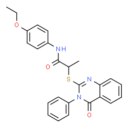 ChemSpider 2D Image | N-(4-Ethoxyphenyl)-2-[(4-oxo-3-phenyl-3,4-dihydro-2-quinazolinyl)sulfanyl]propanamide | C25H23N3O3S