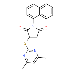 ChemSpider 2D Image | 3-[(4,6-Dimethyl-2-pyrimidinyl)sulfanyl]-1-(1-naphthyl)-2,5-pyrrolidinedione | C20H17N3O2S