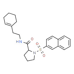 ChemSpider 2D Image | N-[2-(1-Cyclohexen-1-yl)ethyl]-1-(2-naphthylsulfonyl)prolinamide | C23H28N2O3S