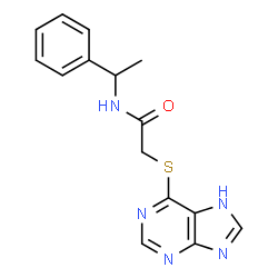 ChemSpider 2D Image | acetamide, N-(1-phenylethyl)-2-(9H-purin-6-ylthio)- | C15H15N5OS