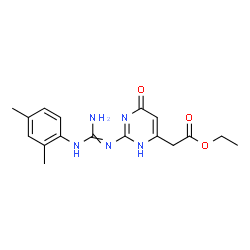 ChemSpider 2D Image | ethyl {2-[N'-(2,4-dimethylphenyl)carbamimidamido]-6-hydroxypyrimidin-4-yl}acetate | C17H21N5O3