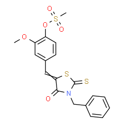 ChemSpider 2D Image | 4-[(3-Benzyl-4-oxo-2-thioxo-1,3-thiazolidin-5-ylidene)methyl]-2-methoxyphenyl methanesulfonate | C19H17NO5S3
