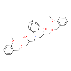 ChemSpider 2D Image | 3,3'-(Adamantan-1-ylimino)bis{1-[(2-methoxybenzyl)oxy]-2-propanol} | C32H45NO6