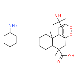 ChemSpider 2D Image | 16-(2-Hydroxy-2-propanyl)-3,9-dimethyl-13,14-dioxatetracyclo[10.2.2.0~1,10~.0~4,9~]hexadec-15-ene-3-carboxylic acid - cyclohexanamine (1:1) | C26H43NO5