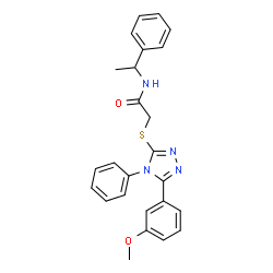 ChemSpider 2D Image | 2-{[5-(3-Methoxyphenyl)-4-phenyl-4H-1,2,4-triazol-3-yl]sulfanyl}-N-(1-phenylethyl)acetamide | C25H24N4O2S