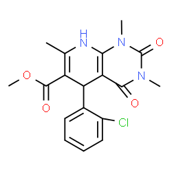 ChemSpider 2D Image | Methyl 5-(2-chlorophenyl)-1,3,7-trimethyl-2,4-dioxo-1,2,3,4,5,8-hexahydropyrido[2,3-d]pyrimidine-6-carboxylate | C18H18ClN3O4