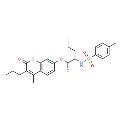 ChemSpider 2D Image | 4-Methyl-2-oxo-3-propyl-2H-chromen-7-yl N-[(4-methylphenyl)sulfonyl]norvalinate | C25H29NO6S