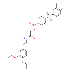 ChemSpider 2D Image | 2-{[2-(3,4-Diethoxyphenyl)ethyl]amino}-2-oxoethyl 1-[(3,4-dimethylphenyl)sulfonyl]-4-piperidinecarboxylate | C28H38N2O7S